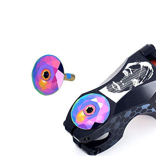 Thinvik Bicycle Headset Top Cap with Bolts,1 1/8 inch Bicycle Rainbow Color Al Alloy & Bolt Mountain Bike Stem Top Cap Cover Headset Screws for MTB Road XC FR Bike Stems - Image 4