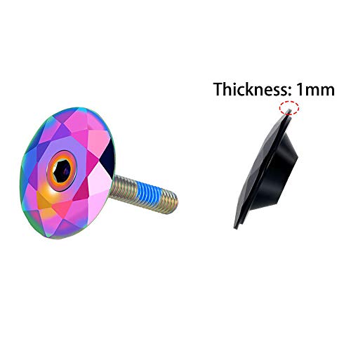 Thinvik Bicycle Headset Top Cap with Bolts,1 1/8 inch Bicycle Rainbow Color Al Alloy & Bolt Mountain Bike Stem Top Cap Cover Headset Screws for MTB Road XC FR Bike Stems - Image 2