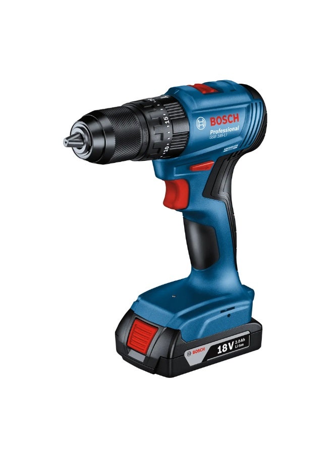 Bosch Professional Cordless Impact Drill Driver, GSB 185-LI W/Batteries, Charger & Accessories (18 V) - Image 2