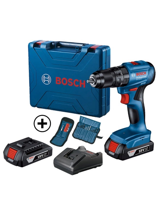Bosch Professional Cordless Impact Drill Driver, GSB 185-LI W/Batteries, Charger & Accessories (18 V) - Image 1
