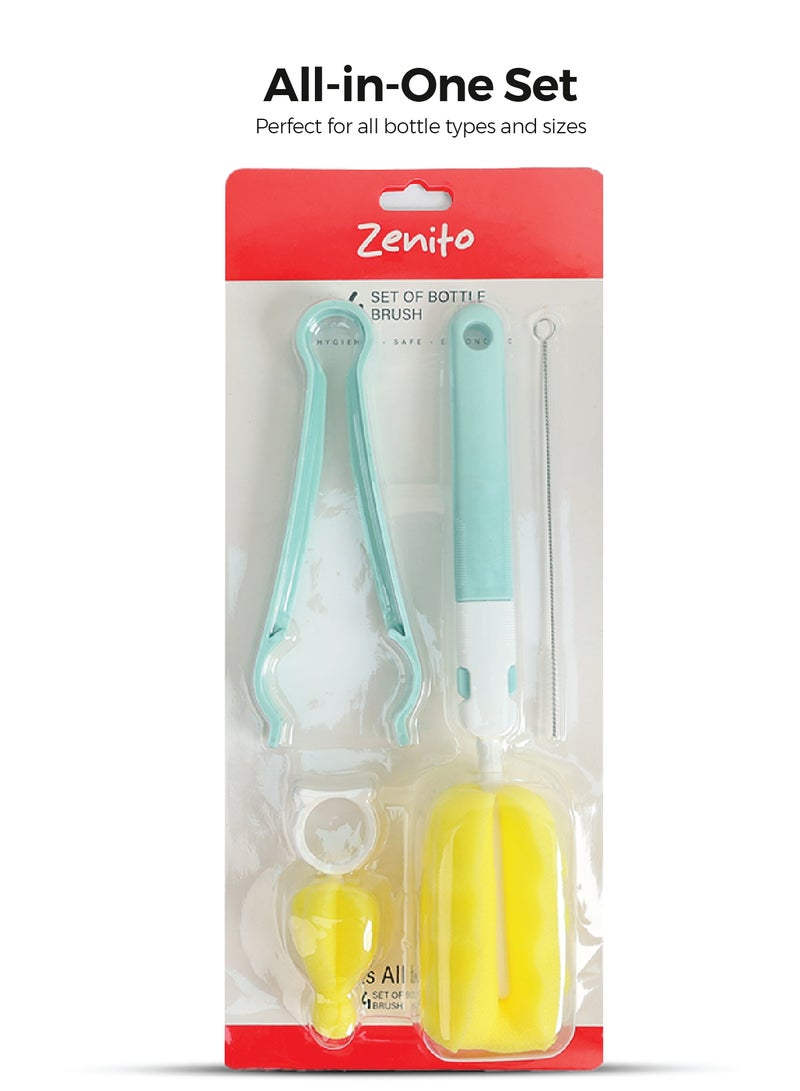 زينيث طقم فرشاة زينيتو لتنظيف زجاجات وإكسسوارات الطفل - شعيرات ناعمة، بلاستيك BPA-Free، مقبض طويل لسهولة الإستخدام - Image 2
