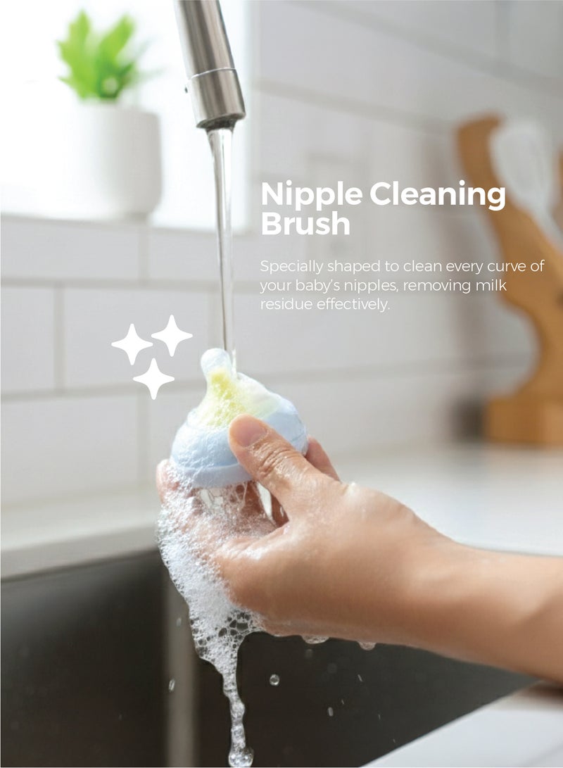 زينيث طقم فرشاة زينيتو لتنظيف زجاجات وإكسسوارات الطفل - شعيرات ناعمة، بلاستيك BPA-Free، مقبض طويل لسهولة الإستخدام - Image 3