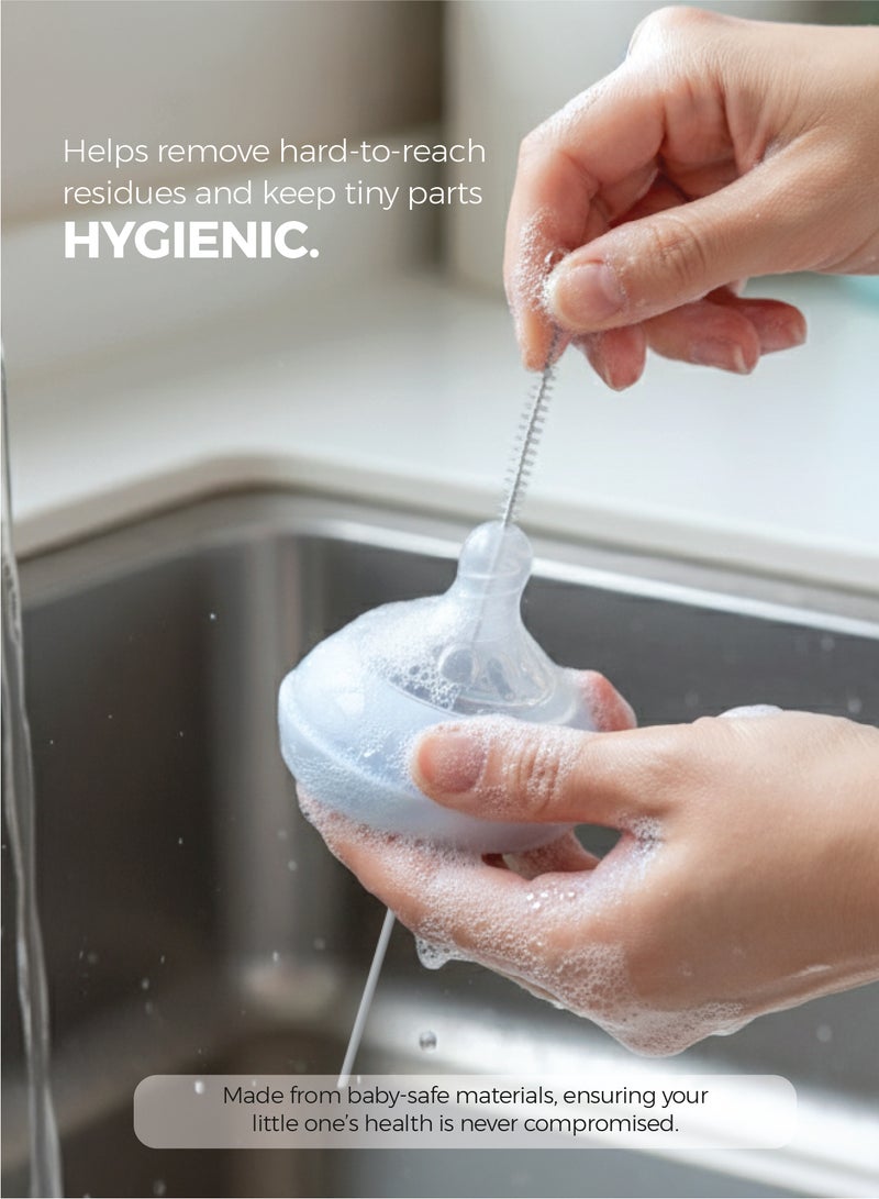 زينيث طقم فرشاة زينيتو لتنظيف زجاجات وإكسسوارات الطفل - شعيرات ناعمة، بلاستيك BPA-Free، مقبض طويل لسهولة الإستخدام - Image 5