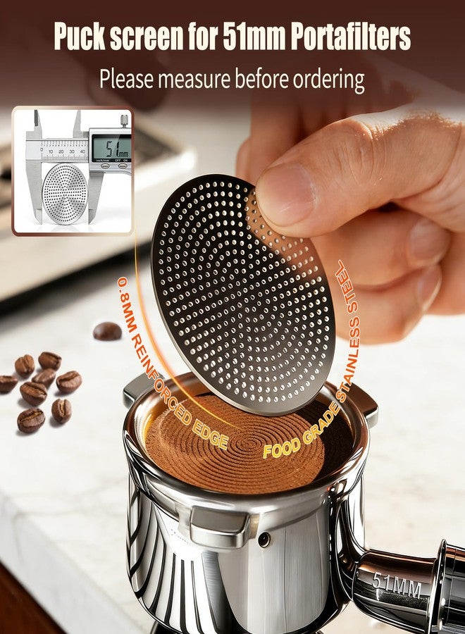 DRMBIGA 51mm Puck Screen 2 Pack, 0.8mm Thickness 150μm Reusable Espresso Puck Screen, Dual-Layer 316 Stainless Steel Coffee Filter Screen for 51mm Portafilter Basket, Even Extraction Barista Tool - Image 5