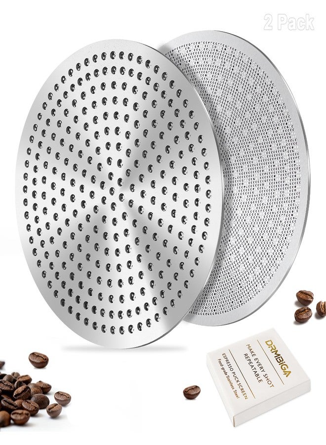 DRMBIGA 51mm Puck Screen 2 Pack, 0.8mm Thickness 150μm Reusable Espresso Puck Screen, Dual-Layer 316 Stainless Steel Coffee Filter Screen for 51mm Portafilter Basket, Even Extraction Barista Tool - Image 1
