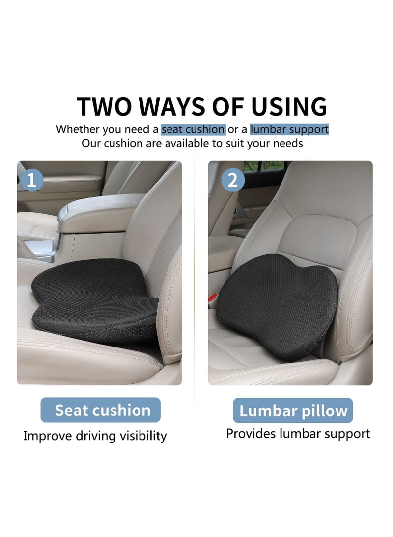 SYOSI Car Seat Cushion, Improve Driving Vision/Posture, Memory Foam Seat Pad for Sciatica and Lower Back Pain Relief, Seat Cushion for Car Seat Driver, Butt Pillow, Office Chair Cushions (Black) - Image 2