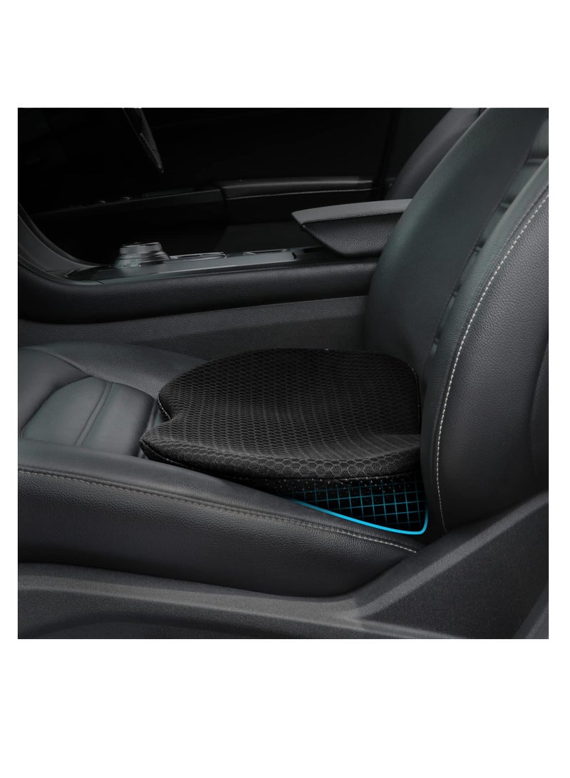 SYOSI Car Seat Cushion, Improve Driving Vision/Posture, Memory Foam Seat Pad for Sciatica and Lower Back Pain Relief, Seat Cushion for Car Seat Driver, Butt Pillow, Office Chair Cushions (Black) - Image 1