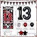 Pounira 13th Birthday Decorations for Boys Girls Red Black Happy 13th Birthday Door Banner Sign Boy 13 Year Old Bday Party Decor Triangle Flag Large 13 Balloons Official 13 Teenager Decorations - Image 4