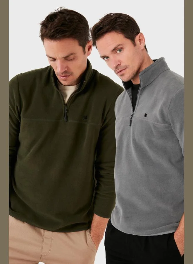 Buratti Slim Fit Anti-Pilling Non-Pilling Bato Collar Raised 2-Pack Polar Men's POLAR 5906001S2