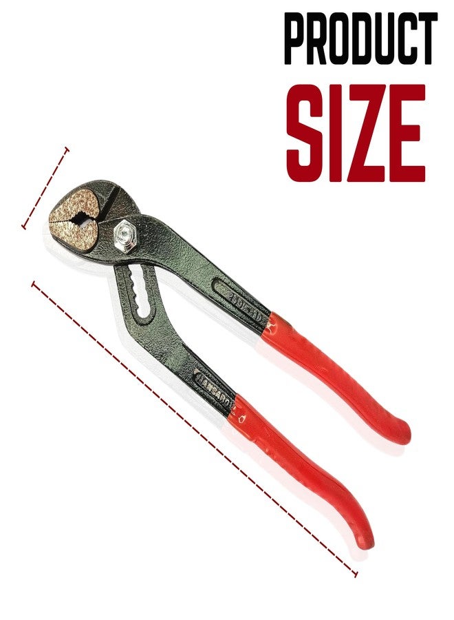 Magrido 10 Inch Curved Water Pump Plier – Insulated Steel Pipe Wrench for Plumbing, Heavy-Duty Adjustable Groove Joint Monkey Spanner – Anti-Slip Grip (Red & Black) - Image 3
