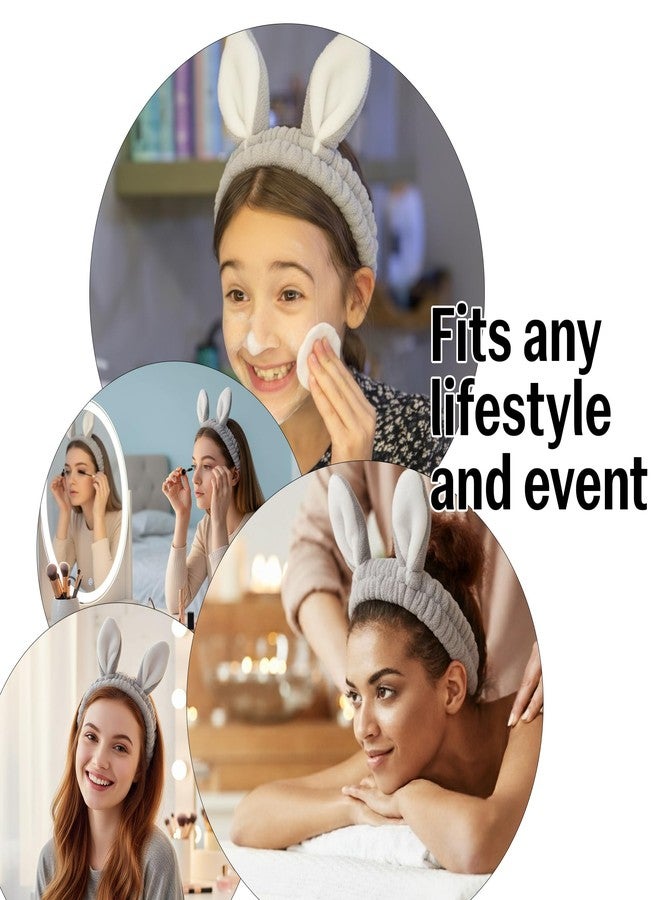 RarePicks Plush Bunny Ear Headband For Women & Girls Soft Elastic Hair Band For Women, Girls, Spa, Makeup, Face Wash, Skincare Routine, Cute Rabbit Ear Design, Beauty (Grey) - Image 4