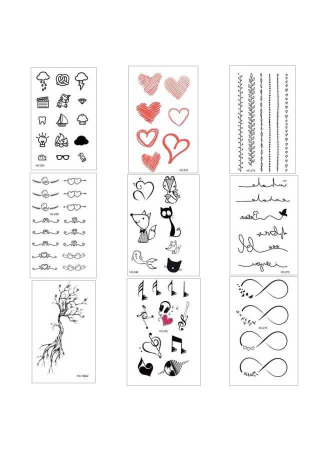 NIBEMINENT Pack Of 9 Wenshentie Personalized Tattoo Stickers Black/Red - Image 1