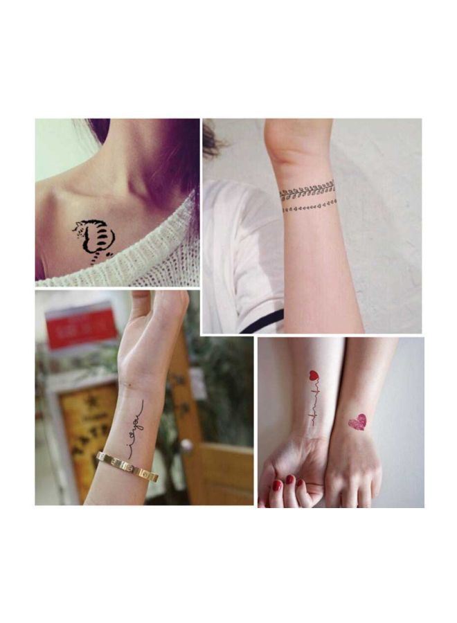 NIBEMINENT Pack Of 9 Wenshentie Personalized Tattoo Stickers Black/Red - Image 2