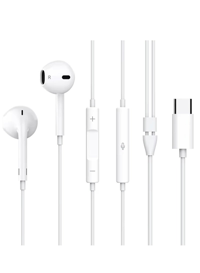 Type C Headphones Wired - USB - C Wired Earphones with Mic & Volume Control, Noise Cancelling Headset Compatible for iPhone 16/15 Pro Max, iPad, Galaxy S25/S24/S23/S22/Ultra Note 10/20, Pixel 7/6/5/4 - Image 1