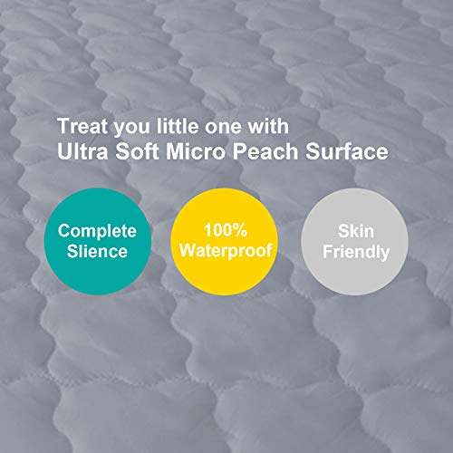 Biloban Pack and Play Sheets Mattress Pad Protector Fitted Waterproof Playard Mattress Cover Compatible with Graco Pack n Play Dream On Me Pamo Babe PlaypenPlayard Sheet Quilted Gray 39 x 27 - Image 3
