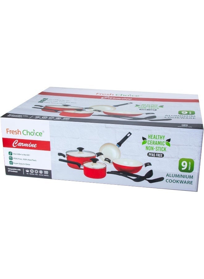 fresh choice فريش تشويس - مجموعة أواني الطهي المصنوعة من الألمنيوم المضغوط 9 قطع خالية من PFAS - Image 4
