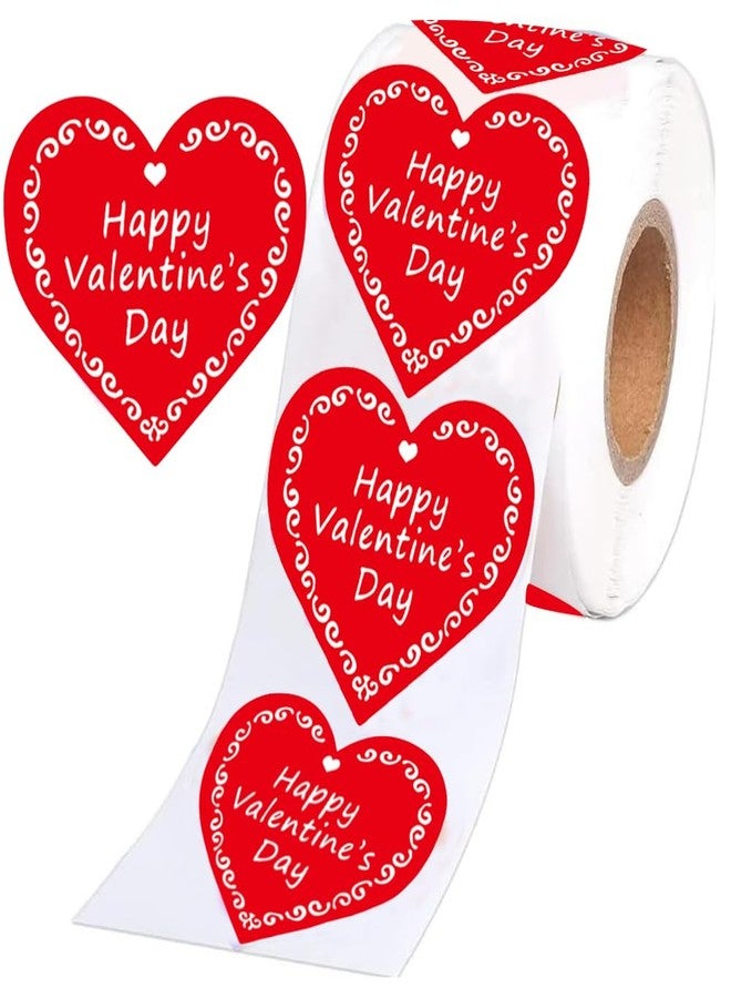 Top label 1.5" Red Heart Shaped Stickers - Valentine's Day Love Heart Stickers Valentine's Day Gift Wrap Tags Stickers - 500 Per Roll 1.5 - Image 1