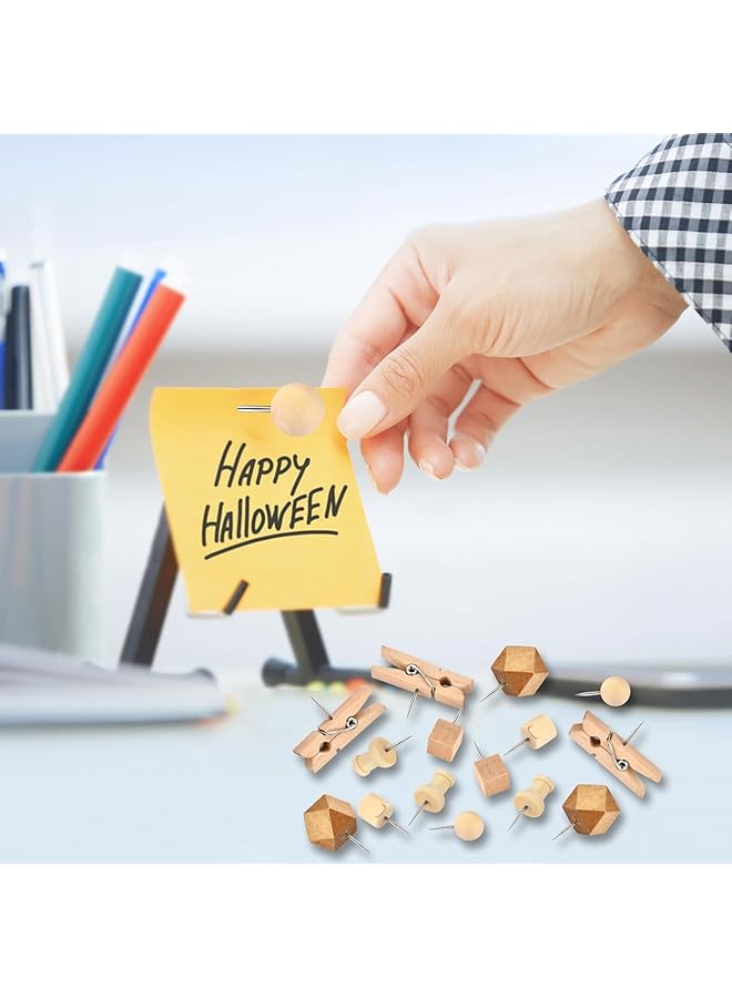 erorex Wood Push Pins 128Pcs Wooden Thumb Tacks Wooden Pins And Tacks Cork Board Thumbtacks Decorative For Cork Boards Map Photos Calendar And Home Office Craft Projects With Box - Image 5