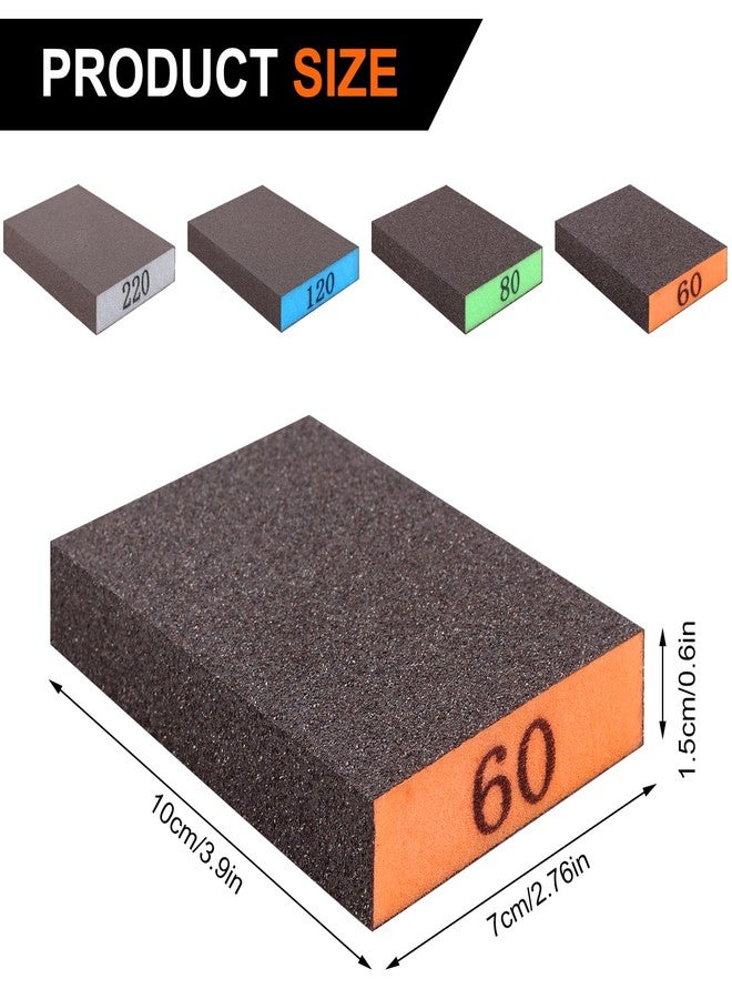 Romeda 8-Pack Sandpaper Block, Four Grits Per Pack 60/80/120/220, Washable and Reusable Handmade Sanding Sponge, Drywall Sandpaper Blocks for Wooden Drywall Sheetrock and Metal Glazing - Image 2