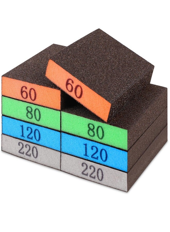 Romeda 8-Pack Sandpaper Block, Four Grits Per Pack 60/80/120/220, Washable and Reusable Handmade Sanding Sponge, Drywall Sandpaper Blocks for Wooden Drywall Sheetrock and Metal Glazing - Image 1