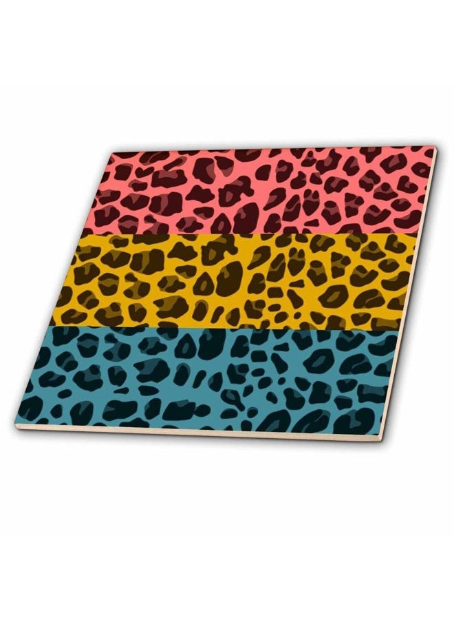 3DROSE ct_55669_3 Triple Leopard Print Animal Print Art Ceramic Tile, 8-Inch - Image 1