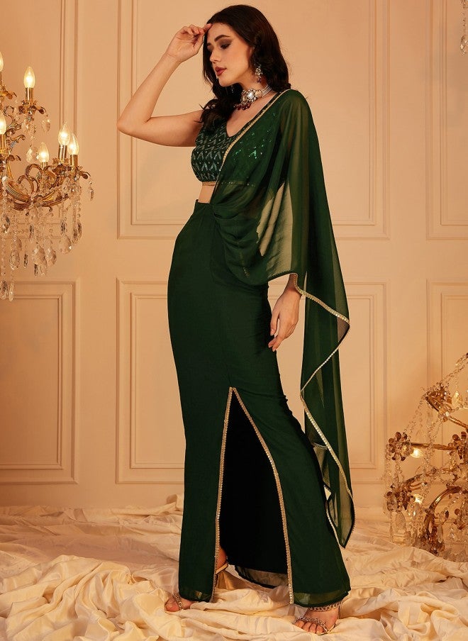 Indo Street طقم نسائي مزين بياقة على شكل حرف  وتنورة - Image 3