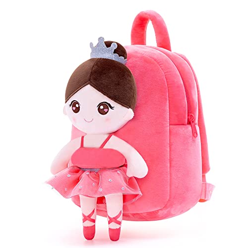 Gloveleya Toddler Backpack Soft Baby Girl Gifts with soft ballerina doll Coral Age 2 - Image 5