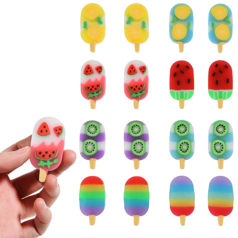 DOMG 16Pcs Ice Cream Erasers for Kids, Cute Fruit Shaped Fun Food Eraser for Classroom Rewards Party Favors - Image 1