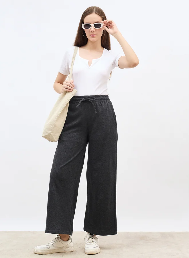 ستايلي Styli Plain Wide Leg Joggers with Drawstring