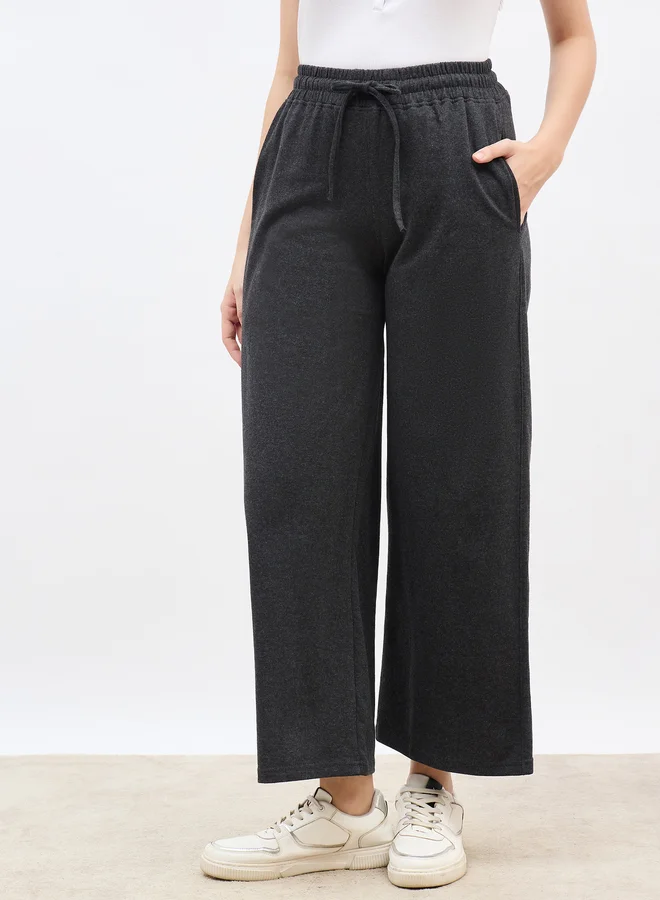 ستايلي Styli Plain Wide Leg Joggers with Drawstring