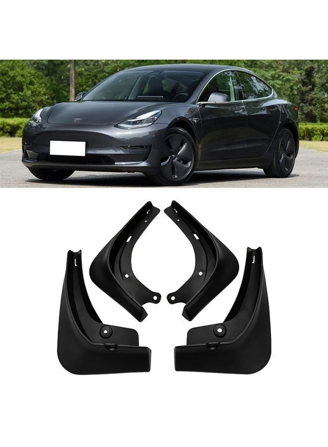 Black PP Mud Flaps Splash Guards Set for Tesla Model 3 2016 2023 - Image 2