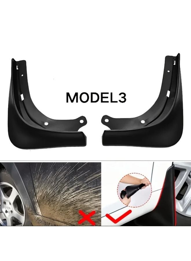 Black PP Mud Flaps Splash Guards Set for Tesla Model 3 2016 2023 - Image 5