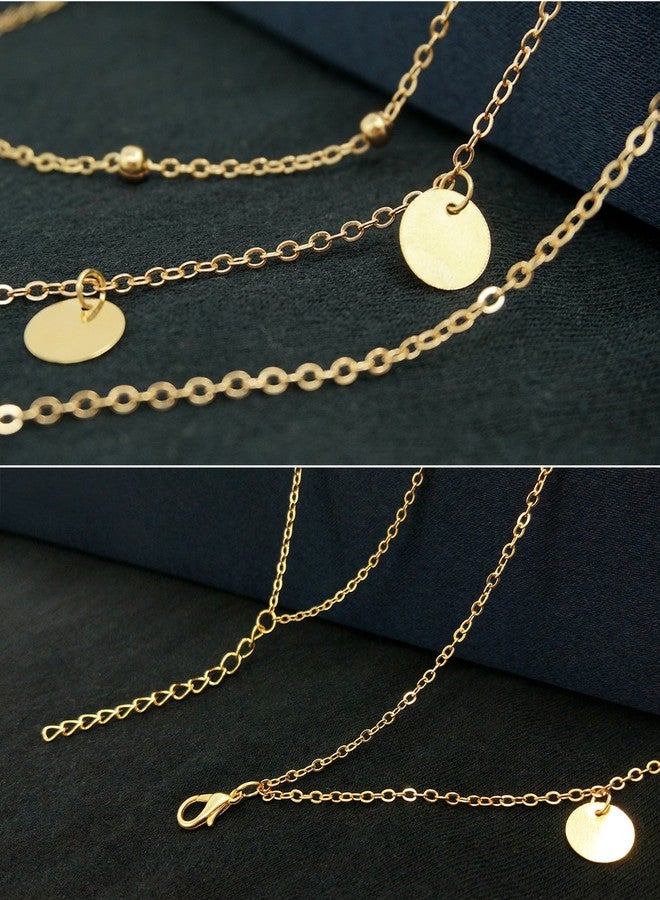 Wowanoo Layered Chain Choker Necklace Moon Sequins Pendant, GoldS, Size No Size - Image 4