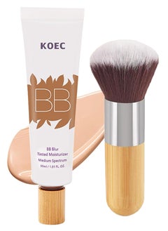 KOEC BB Blur Tinted Moisturizer SPF 30,BB Tinted Care Primer with Brush,BB Cream Tinted Moisturizer with Broad Spectrum SPF,Full Coverage Light-Medium Skin Color Hydrating and Smoothing  - Image 1