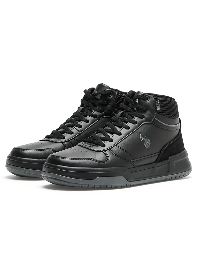U.S. Polo Assn. Women's Black High-Top Sneakers - Lightweight Sleek All-Black Design with Ankle Support, Comfortable and Stylish Casual Footwear
