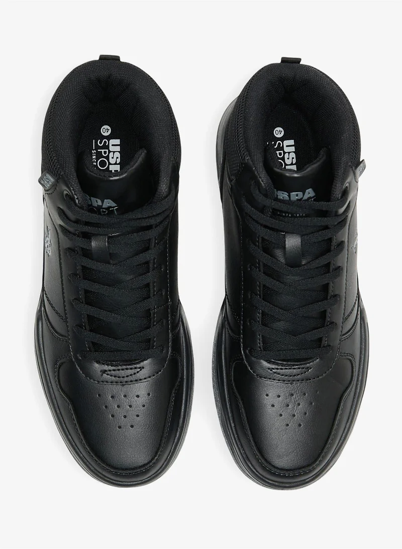 U.S. Polo Assn. Black Women's Black High-Top Sneakers - Lightweight Shoes Sleek All-Black Design with Ankle Support, Comfortable and Stylish Casual Footwear for Women | Best Price UAE