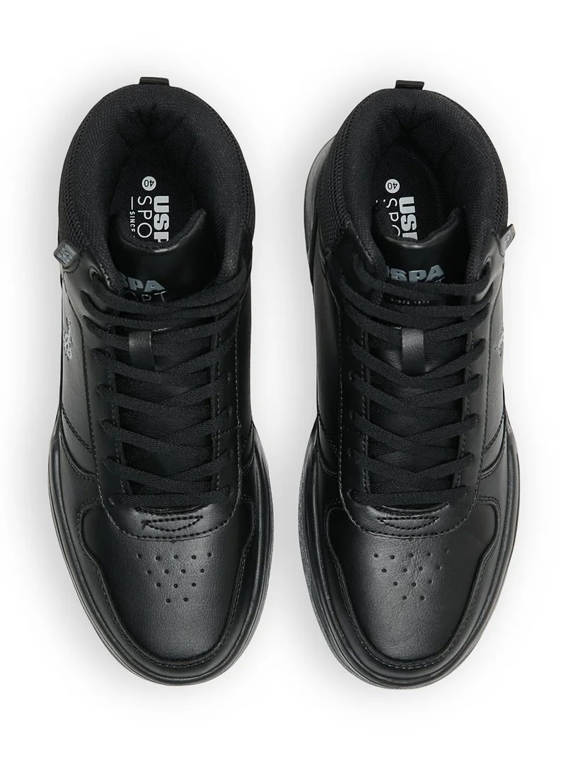 U.S. Polo Assn. Black Women's Black High-Top Sneakers - Lightweight Shoes Sleek All-Black Design with Ankle Support, Comfortable and Stylish Casual Footwear for Women | Best Price UAE