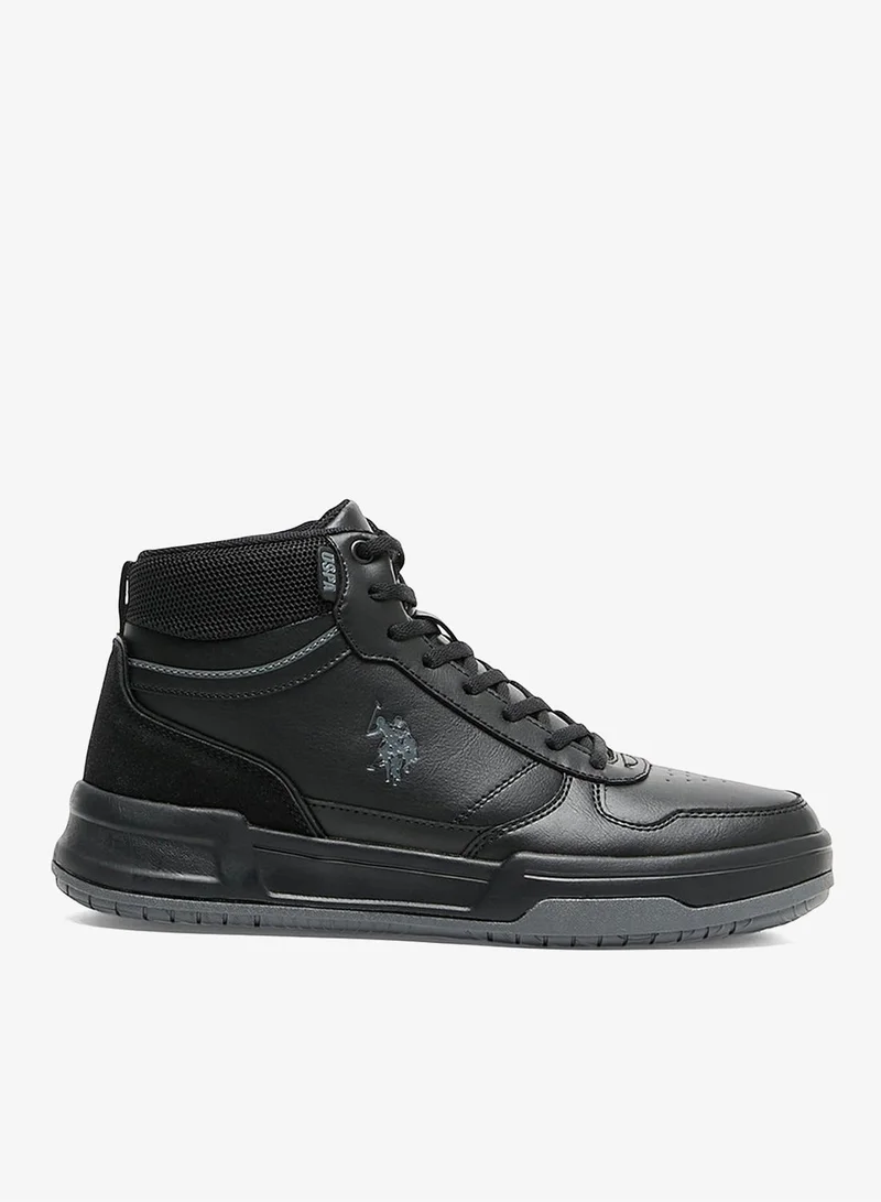 U.S. Polo Assn. Black Women's Black High-Top Sneakers - Lightweight Shoes Sleek All-Black Design with Ankle Support, Comfortable and Stylish Casual Footwear for Women | Best Price UAE