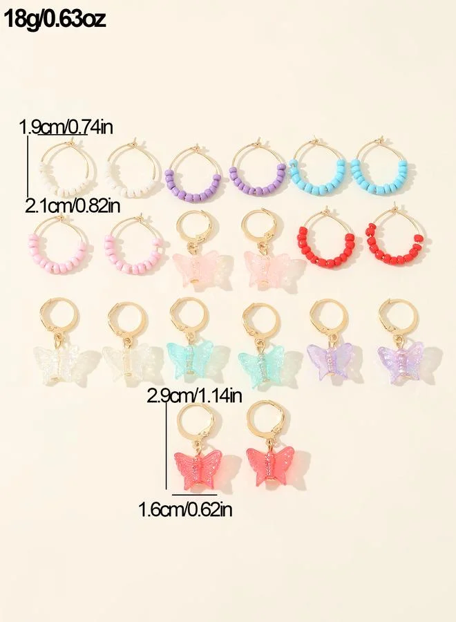 Take Two  Set Of 10 - Beaded and Butterfly Hoop Earrings for Women | Best Price UAE