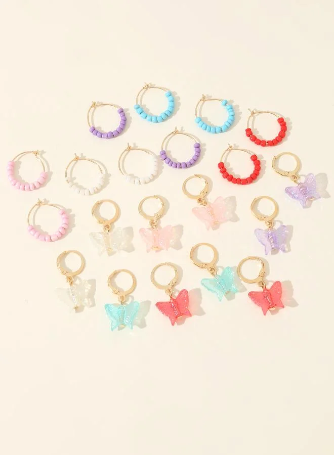 Take Two  Set Of 10 - Beaded and Butterfly Hoop Earrings for Women | Best Price UAE