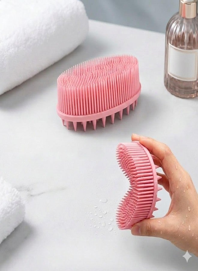 ZOIY Silicone Bath Body Scrubber Brush for Men & Women | Gentle Skin Exfoliator for Shower & Bath | Face & Body Cleansing Brush with Soft Bristles, Rich Lather & Non-Slip Grip Handle (1 Pc) - Image 1