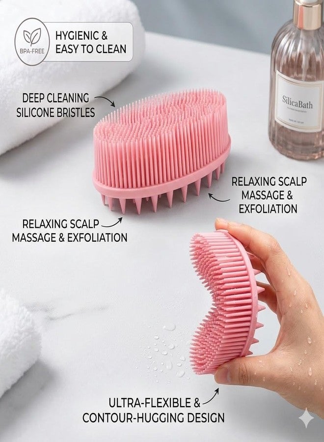ZOIY Silicone Bath Body Scrubber Brush for Men & Women | Gentle Skin Exfoliator for Shower & Bath | Face & Body Cleansing Brush with Soft Bristles, Rich Lather & Non-Slip Grip Handle (1 Pc) - Image 3
