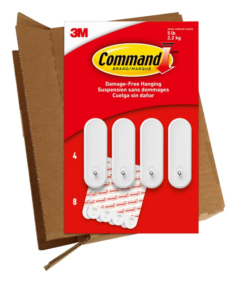 Command Large Wire Hooks, 4 Hooks, 8 Command Strips, Holds up to 5 lb, Damage Free Hanging Wall Hooks with Adhesive Strips, No Tools for Hanging Decorations in Living Spaces - Image 1