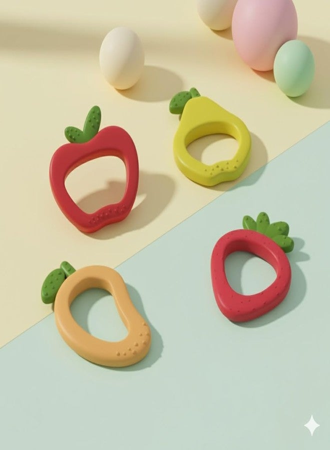 Joystick Baby Fruit Shape Silicone Teether, BPA Free, Apple Strawberry Mango Pear Design, Sensory Chew Toy for Boys and Girls, 3+ Months (Pear) - Image 5