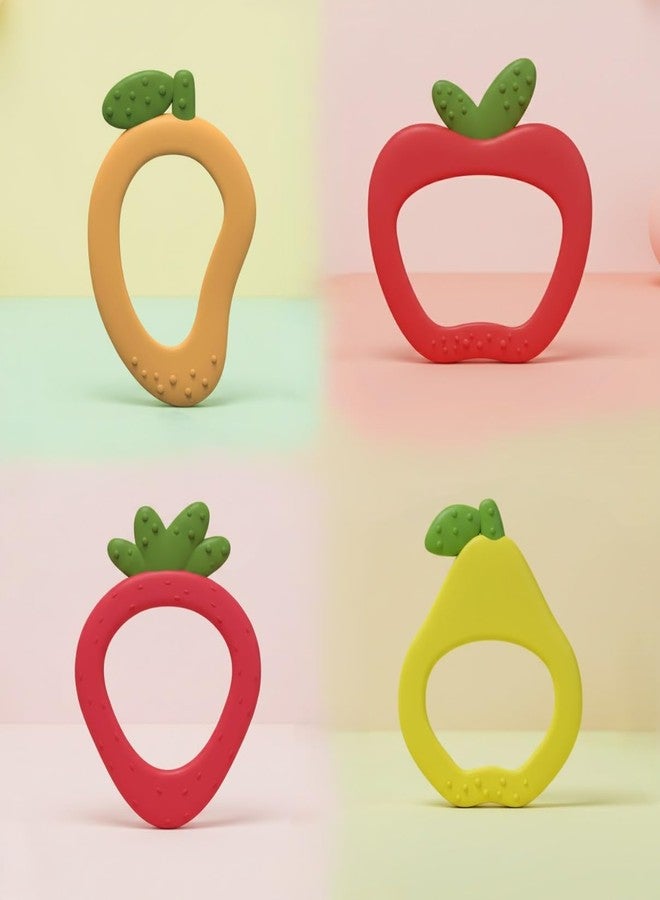Joystick Baby Fruit Shape Silicone Teether, BPA Free, Apple Strawberry Mango Pear Design, Sensory Chew Toy for Boys and Girls, 3+ Months (Pear) - Image 4