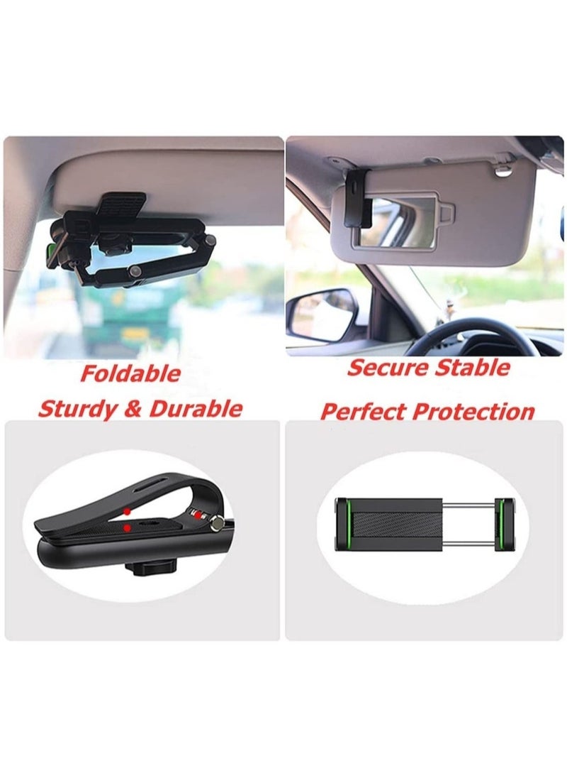 Car Phone Holder Mount Multifunctional Cell Phone Stand HIYITKS Universal Adjustable Arm Cradles Car Holder Mount Phone Car Clip Mount for Sun Visor Rearview Mirror Steering Wheel - Image 2