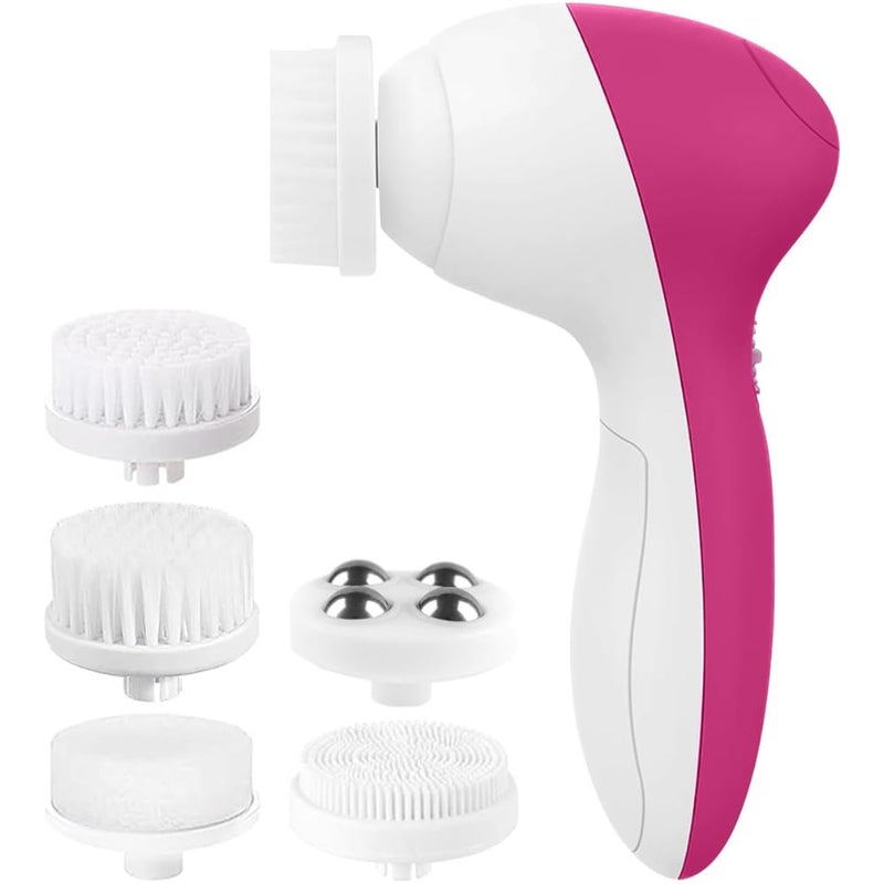 OLAMLY Face Scrubber, Facial Cleansing Brush, 5 in 1 Spin and Vibration Patented Tech, Silicone Electric Exfoliator Scrubber with Automatic Foaming, Waterproof Face Cleanser Brush for Men and Women - Image 1
