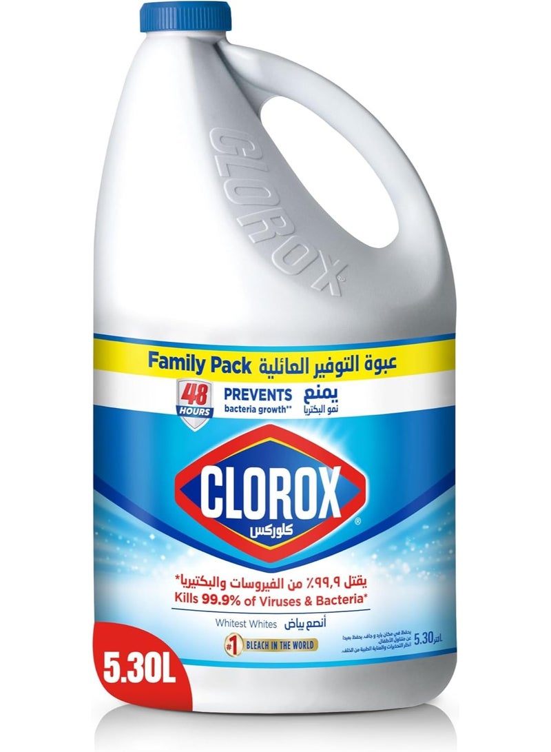 Clorox Liquid Bleach 5.30L Kills 99.9% of Viruses and Bacteria Inhibits Bacterial Growth for 48 Hours Removes Stains - Image 1