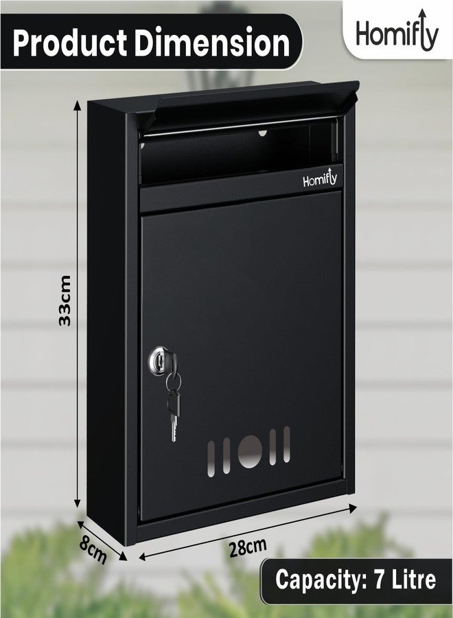 HOMIFLY Wall Mount A4 Size Letter Box/Mail Box/Suggestion Box/Complaint Box for Office/Post Box for Home gate with Clear Window View & Secure Key Lock - (Black) - Image 3