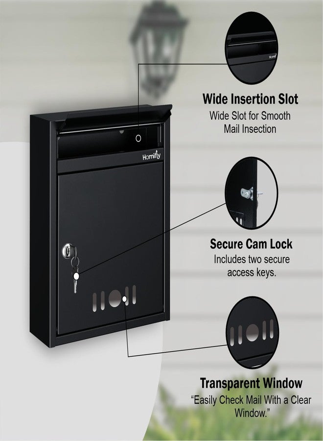 HOMIFLY Wall Mount A4 Size Letter Box/Mail Box/Suggestion Box/Complaint Box for Office/Post Box for Home gate with Clear Window View & Secure Key Lock - (Black) - Image 4